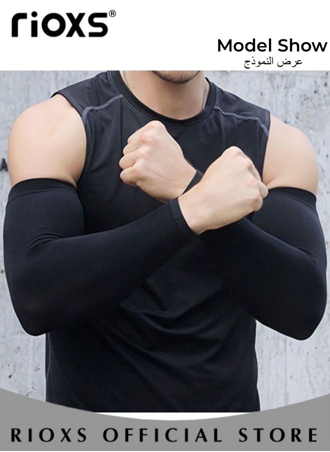 RIOXS 3 Pairs Summer Sunscreen Sleeve Cover Ice Silk UV Protection Arm Cover Cooling Compression Arm Cover for Mens and Womens Sports Gloves Arm Cover Sleeve  - Image 3
