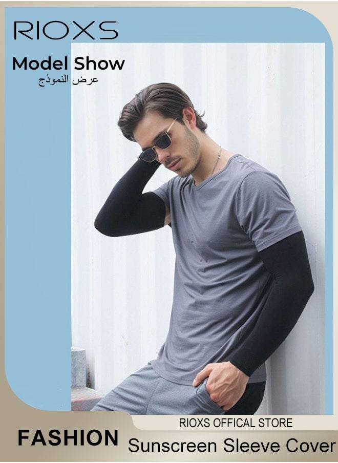 RIOXS 3 Pairs Summer Sunscreen Sleeve Cover Ice Silk UV Protection Arm Cover Cooling Compression Arm Cover for Mens and Womens Sports Gloves Arm Cover Sleeve  - Image 4