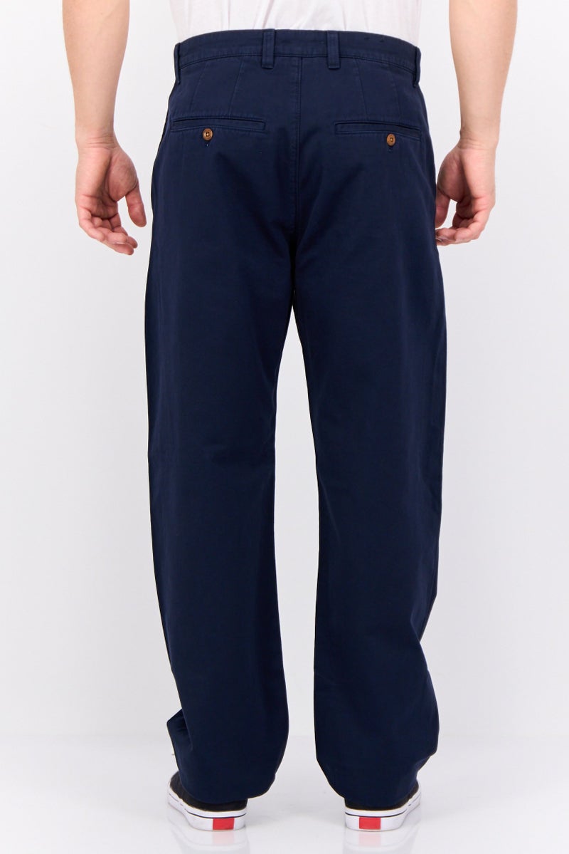 Men Regular Fit Solid Chino Pants, Navy