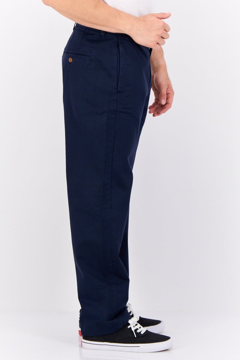 Men Regular Fit Solid Chino Pants, Navy