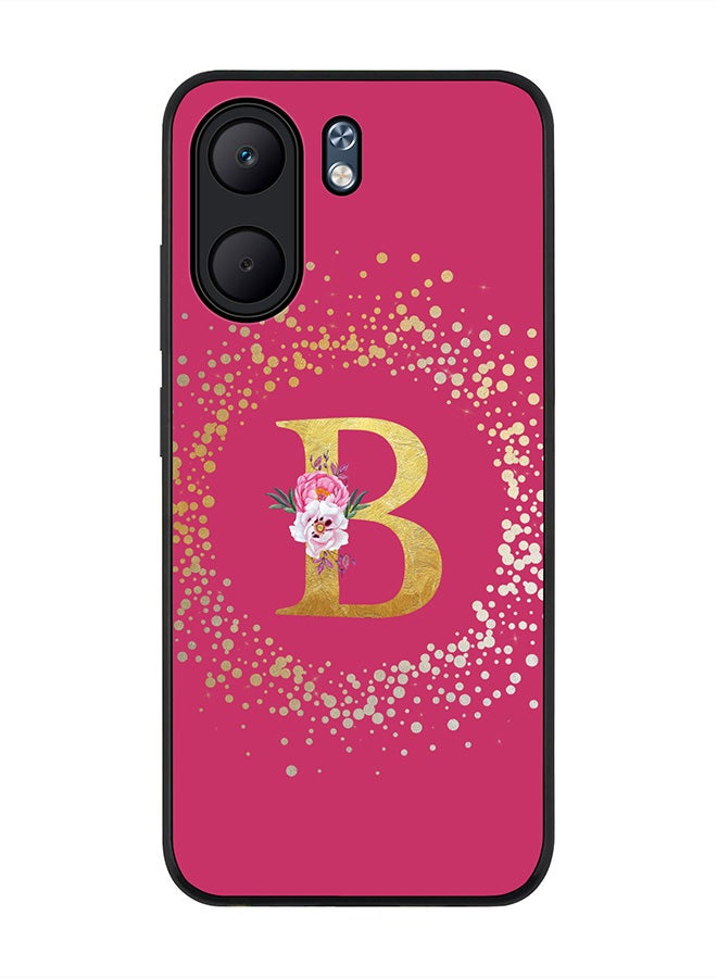 Stylizedd For Oppo A5x 5G / A5x 4G Case,Slim fit Camera Protection, Shockproof Thin Phone cover  - Custom Monogram Floral - B ( Deep Pink )