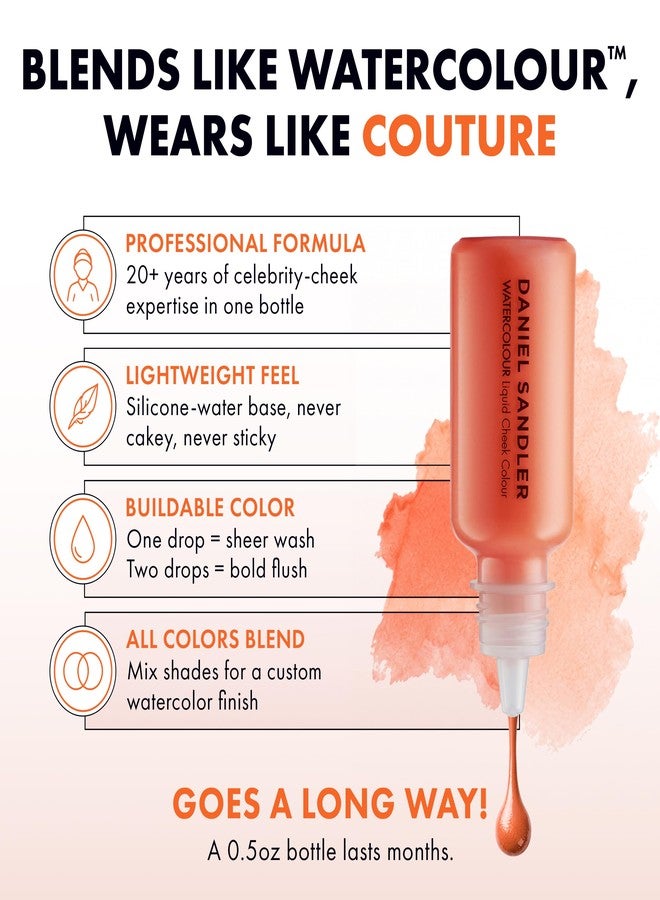 Daniel Sandler Watercolour Liquid Blush for Cheeks, Lips & Eyes Lightweight Formula - Crush - Image 2