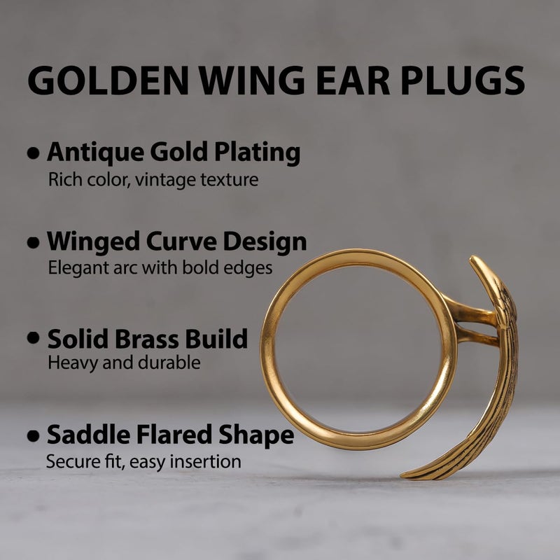 ERKUOO Wing Blade Ear Tunnels Plugs Gauges â€“Double Flared Double Flared Expander Jewelry for Stretched Ears, Feathered Wing Design, gothic angel wing feather metal, 2G / 6mm - Image 2