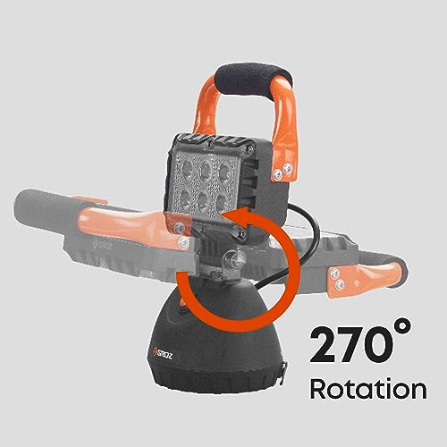 Groz Multimode 18W LED Rechargeable Worklight | CE, RoHs & CREE Certified | Adjustable Brightness Upto 1000 Lumens | IP65 Rated | Magnetic Base with 270° Rotation | LED/621 - Image 3