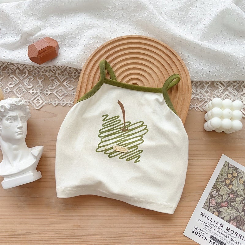Korean Style Baby Clothes 2024 Summer New 1-3 Years Old Baby Boy Cotton Two-Piece Thin Class A Outfit L green [sling]]