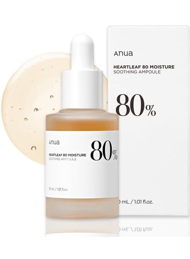 Anua Wonder Anua Heartleaf 80% Soothing Ampoule 30ml / 1.01 fl.oz. I non-greasy, face skin calm serum hydrating panthenol B5 calming treatment essence - Image 1