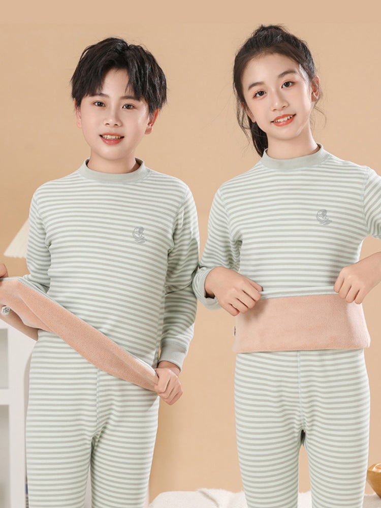 Boys' Thermal Underwear Set With Fleece, Children'S Pajamas, Thickened Girls' Autumn Clothes And Pants, Base Layer Loungewear - Image 4