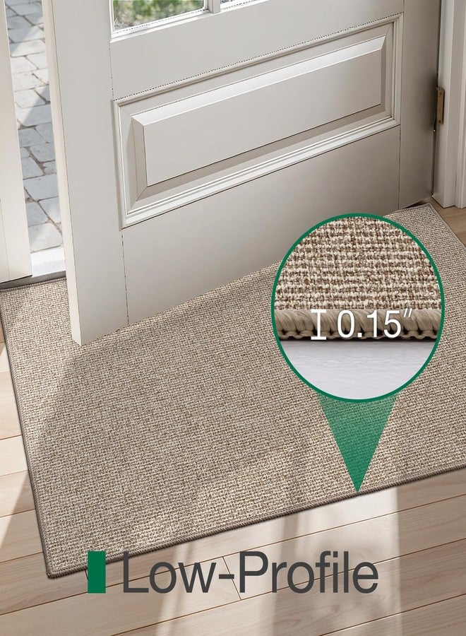 LUMI Indoor Door Mat 24"x36", Ultra Thin Low Profile Non-Slip Doormat for Home Entrance, Absorbent & Stain-Resistant Welcome Mats, Washable Entryway Mat for Front Door, Patio, Porch, Khaki - Image 4