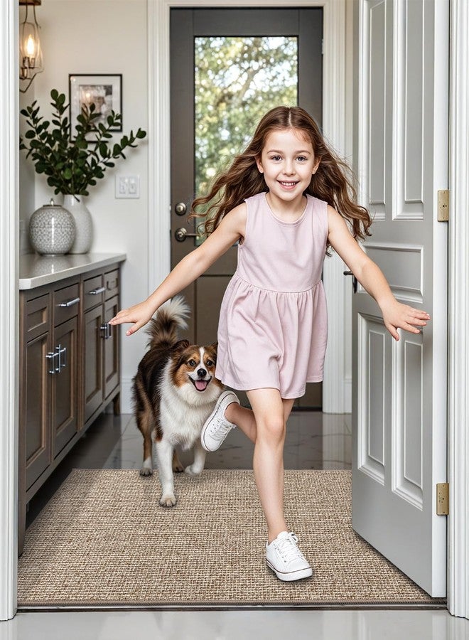 LUMI Indoor Door Mat 24"x36", Ultra Thin Low Profile Non-Slip Doormat for Home Entrance, Absorbent & Stain-Resistant Welcome Mats, Washable Entryway Mat for Front Door, Patio, Porch, Khaki - Image 5