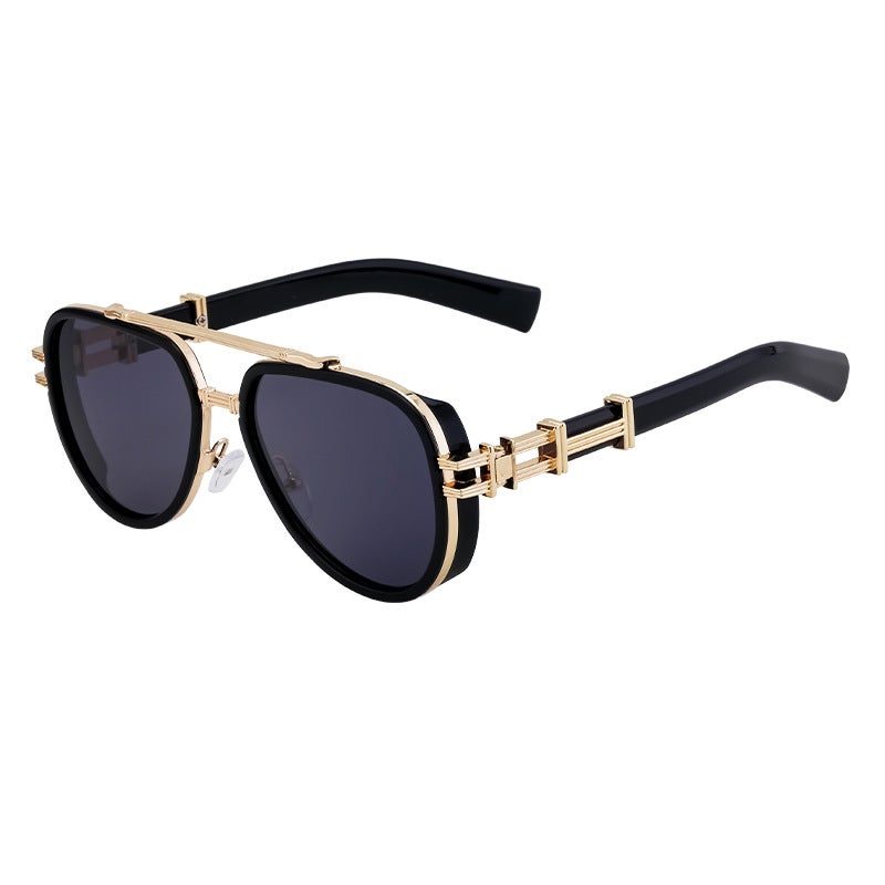 New European and American Retro Sunglasses for Men - High-End Punk Style Full-Rimmed UV400  Protection