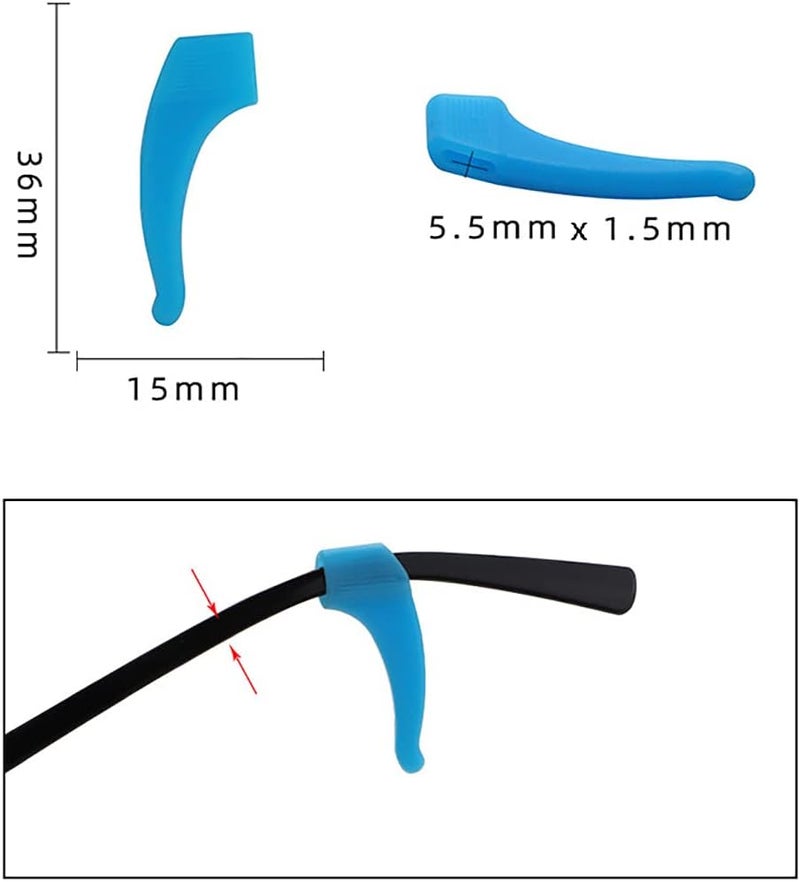 ChicAbode 10 Pairs Kids and Adults Sport Eyeglass Strap Holder, Silicone Anti Slip Holder, Eyewear Retainer for Ear Hook, Glasses Piece, Eyeglass Temple Tip - Image 2