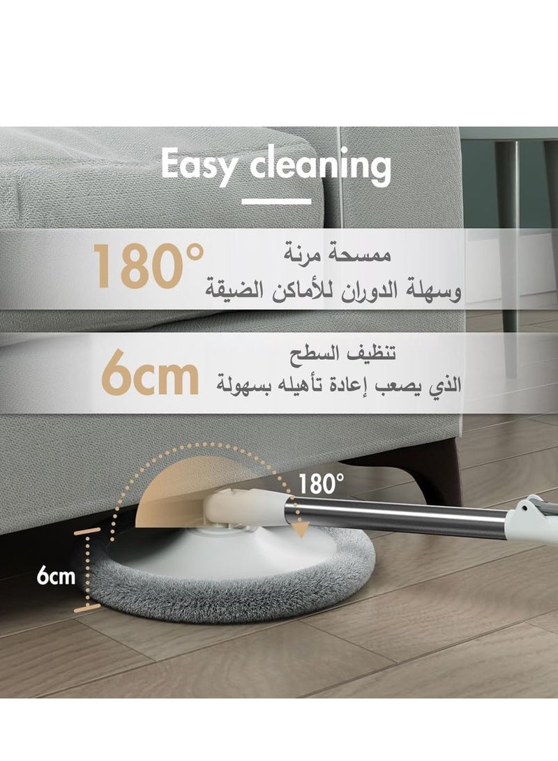 360 ° rotating mop and bucket set, self separating flat mop and bucket set for cleaning floors, comes with 4 ultra-fine fiber mop and bucket sets, extendable handle, perfect for all floor cleaning (white) - Image 2