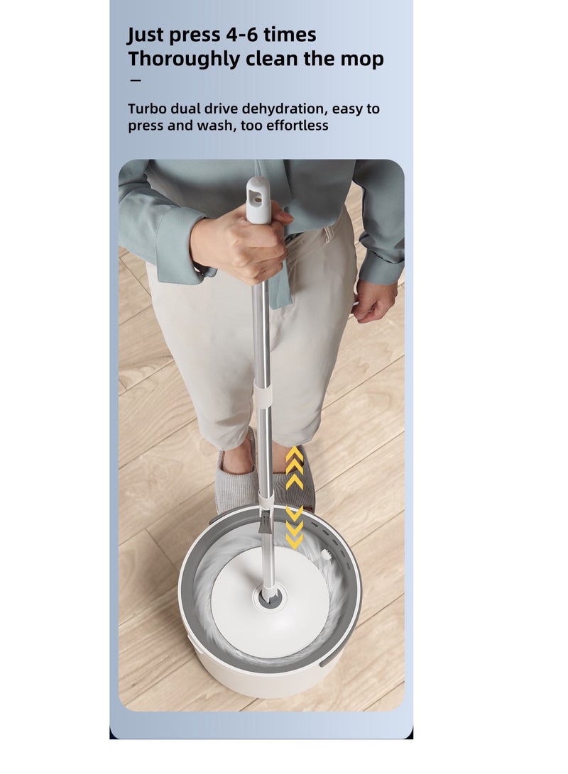 360 ° rotating mop and bucket set, self separating flat mop and bucket set for cleaning floors, comes with 4 ultra-fine fiber mop and bucket sets, extendable handle, perfect for all floor cleaning (white) - Image 4