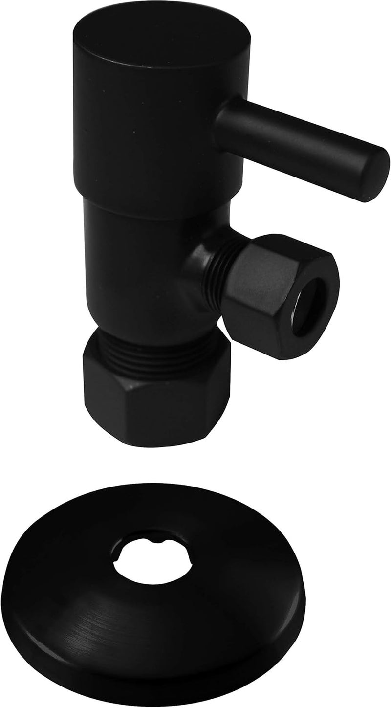 Westbrass A105QR-62 Round Lever 1/4-Turn Angle Stop 1/2" Copper x 3/8" Compression, Matte Black - Image 3