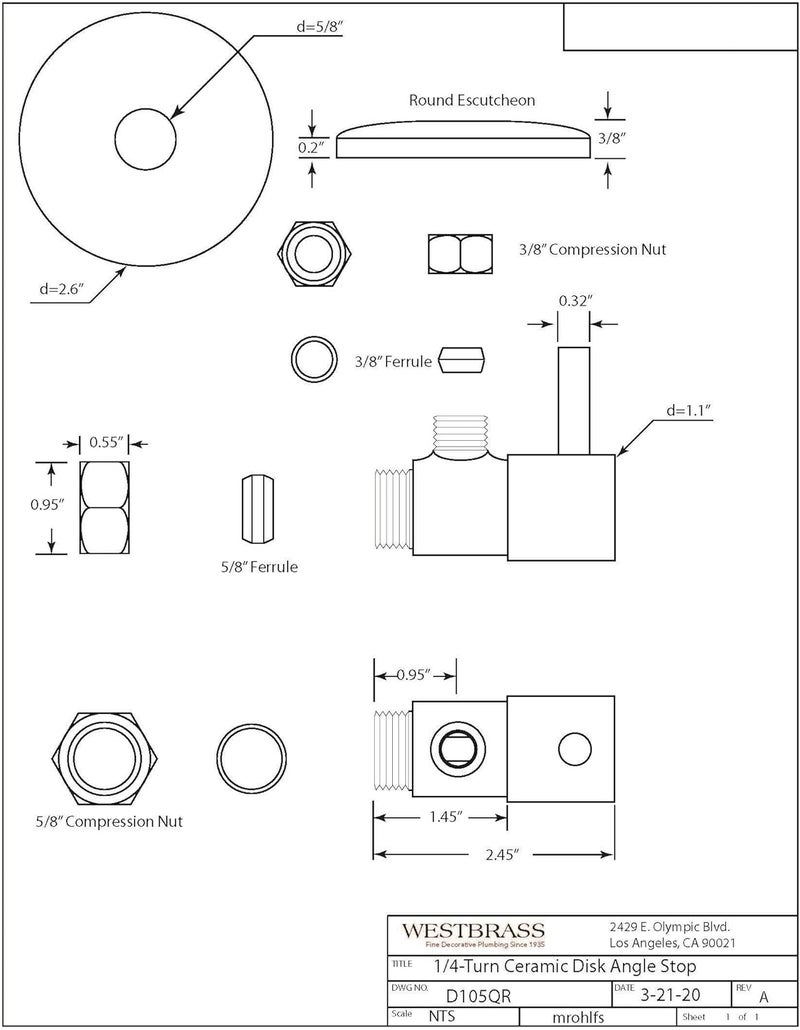 Westbrass A105QR-62 Round Lever 1/4-Turn Angle Stop 1/2" Copper x 3/8" Compression, Matte Black - Image 2