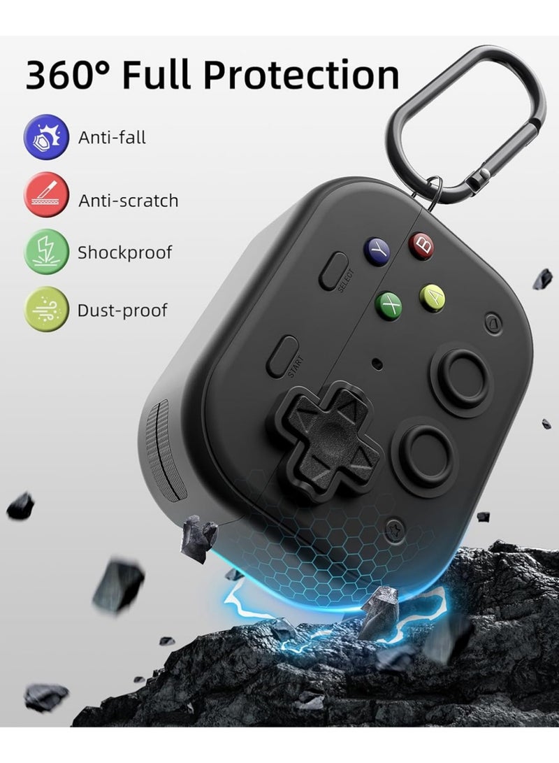 X-level Case for AirPods Pro 3 (2025) with Secure Lock Clip, Hard Shell Game Console Design Shockproof Protective Cover for Apple AirPod Pro 3rd Generation with Cleaner Kit & Keychain, Black - Image 4