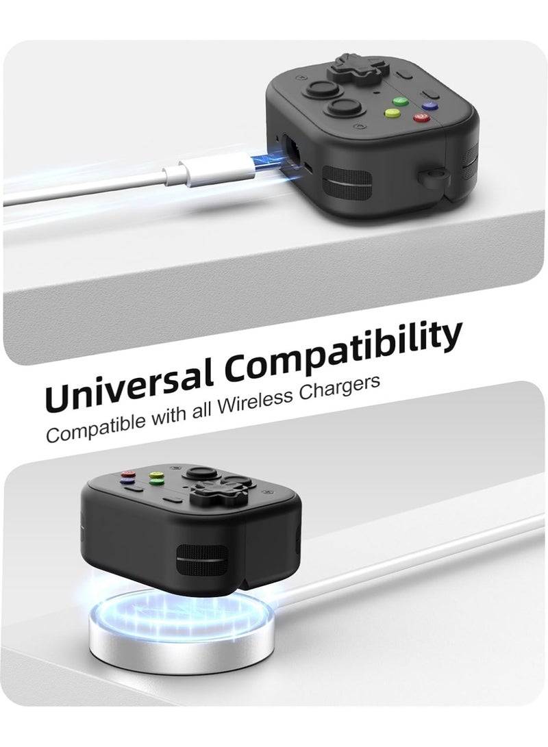 X-level Case for AirPods Pro 3 (2025) with Secure Lock Clip, Hard Shell Game Console Design Shockproof Protective Cover for Apple AirPod Pro 3rd Generation with Cleaner Kit & Keychain, Black - Image 5