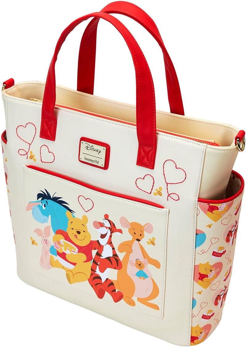 Loungefly حقيبة ظهر وحقيبة توت قابلة للتحويل من لاونج فلاي ديزني ويني ذا بوه المحبّة - Image 5