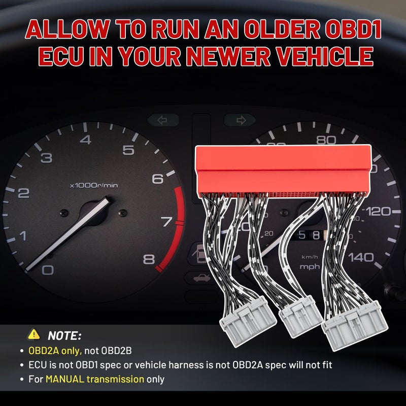 RED WOLF OBD2A to OBD1 ECU Jumper Conversion Harness Adapter Compatible with 1996-1999 Acura Integra, 1996-1998 Civic, 1996-1997 Accord, Plug & Play OBD1 Vehicle Jumper Cable Harness - Image 5