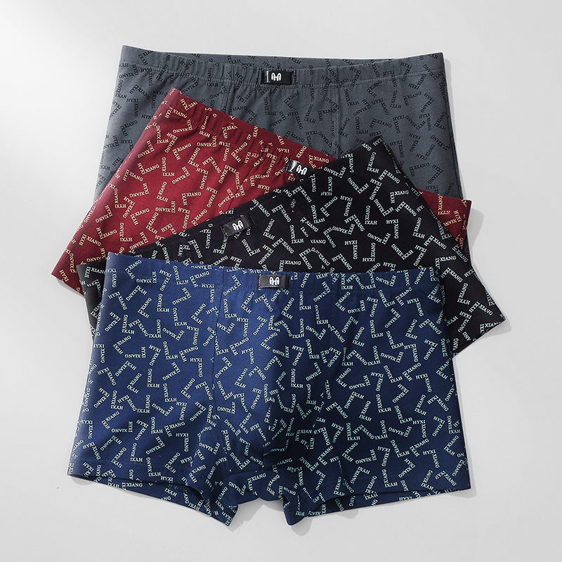HengYuanXiang Breathable Men's Boxer Briefs Mid-Rise Cotton 4-Pack - Image 1