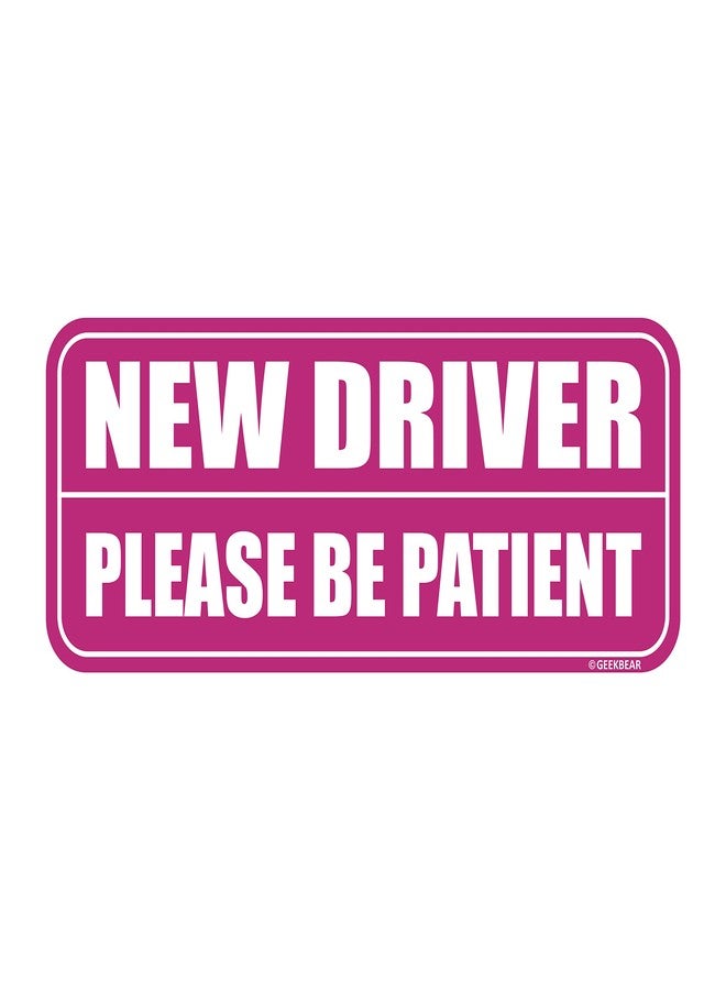 GEEKBEAR New Driver Car Magnet - Colorful, Reflective, Weather-Resistant - Rectangular 8.7 x 3.5 in (Pink/Pink) - Image 1