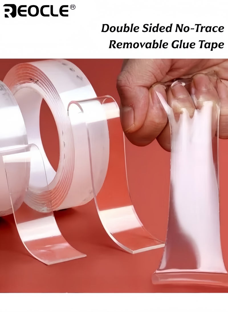 ريوكل 5 قطع شريط لاصق متعدد الأغراض الجوانب بدون أثر للإزالة قابل للغسل ضد للماء جل قوي مضاد للانزلاق ثابت لاصق ثابت قابل لإعادة الاستخدام بلا أثر شريط لاصق سحري متعدد الأغراض نانو قبضة 3 سم × 300 سم - Image 1