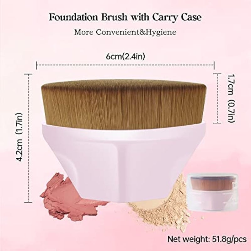 Arousar Foundation Makeup Brush, No Trace Kabuki Face Brush with Hight Density Ultra-Soft Bristles Suitable for Liquid Foundation, Cream or Flawless Powder Cosmetics with Bonus Protective Case, Pink - Image 2