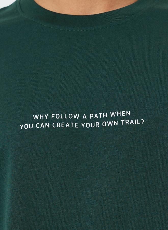 Styli Men Green Slogan Print Oversized T-Shirt - Image 4