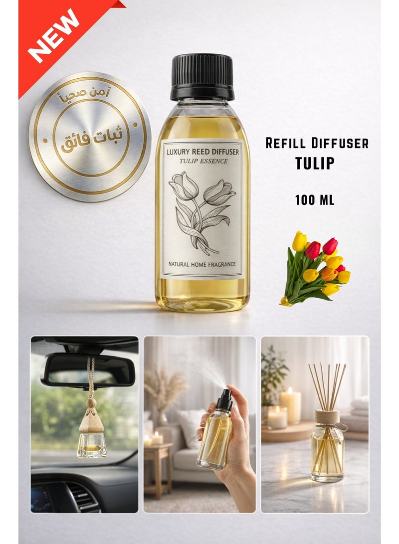 Tulip Concentrated Fragrance Oil 100ml - Refill Bottle - For All Oil Diffusers - Long-Lasting Home & Car Scent - Health Safe - Image 1