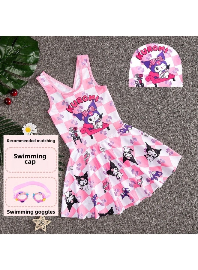 إسكدنيا ملابس سباحة للأطفال البنات 2024 صيفية للفتيات Siaman صغيرة للأطفال في المنتصف، أميرة كرتونية للسباحة Kulomi - اللون: 189 نظارات واقية - - Image 1