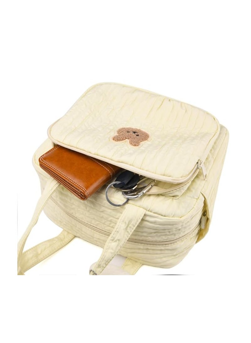 DOOKOO Diaper Bag Tote for Baby Girl Mommy Bag Quilted Cotton Baby Diaper Bag Travel Diaper Multifunction Maternity Bag Travel Storage Bag Diaper Tote Bag without Doll - Image 5