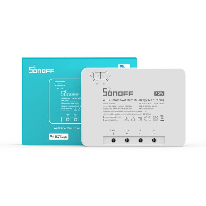 SONOFF Sonoff DIY POWR3 | Wi-Fi Smart Switch Energy Monitoring Wifi Or 433Mhz Rf Remote Control - Universal DIY Module For Smart Home - No Hub Required Compatible With Alexa & Google Home Assistant - White - Image 1