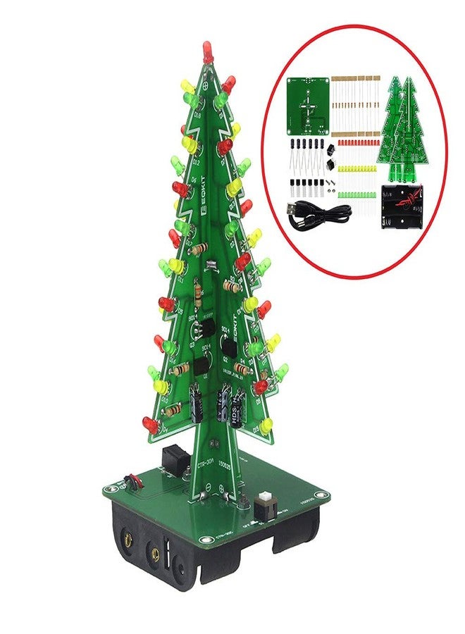 AiTrip 3D Xmas Tree Soldering Project Electronic DIY Kit Upgraded 7 Color Flashing LED PCB Solder Assemble Kit Season Decoration Creative Gift - Image 4