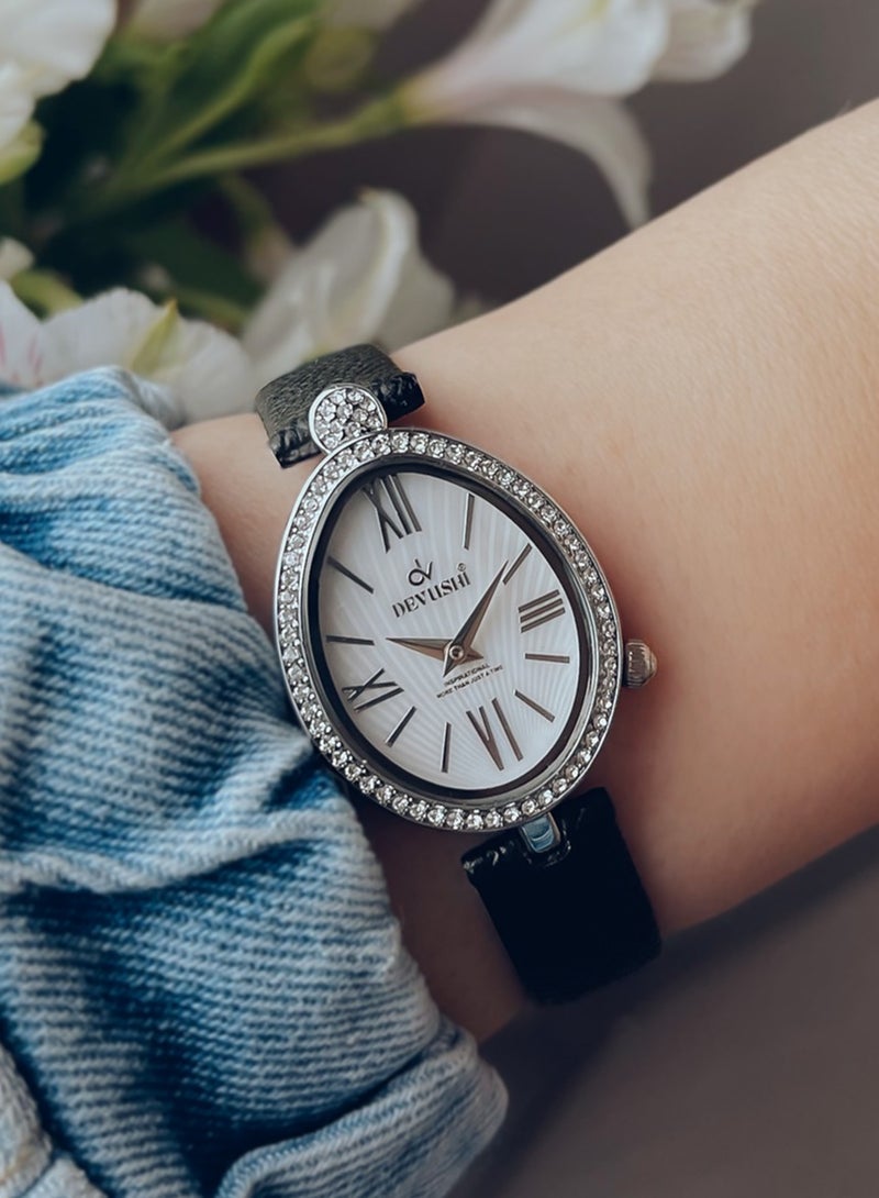 Devushi women's black leather watch - Image 1