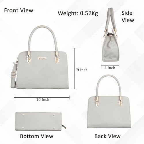 Keywest Women's Chanelle Satchel Tote Handbag for Women | Ladies purse | Stylish Shoulder Bag | Gift For Woman | Grey - Image 3