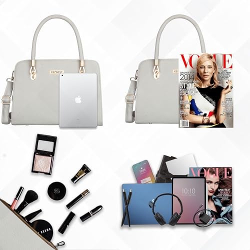 Keywest Women's Chanelle Satchel Tote Handbag for Women | Ladies purse | Stylish Shoulder Bag | Gift For Woman | Grey - Image 4