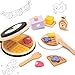 PairPear Wooden Waffle Maker Toy Food Playset Kids Pretend Play Food Kitchen Accessories Wooden Cooking Toy Baking Playset Toddler Play Breakfast Brunch Tea Sets Cutting Food Gift for Girls Boys 3 - Image 4