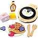 PairPear Wooden Waffle Maker Toy Food Playset Kids Pretend Play Food Kitchen Accessories Wooden Cooking Toy Baking Playset Toddler Play Breakfast Brunch Tea Sets Cutting Food Gift for Girls Boys 3 - Image 2