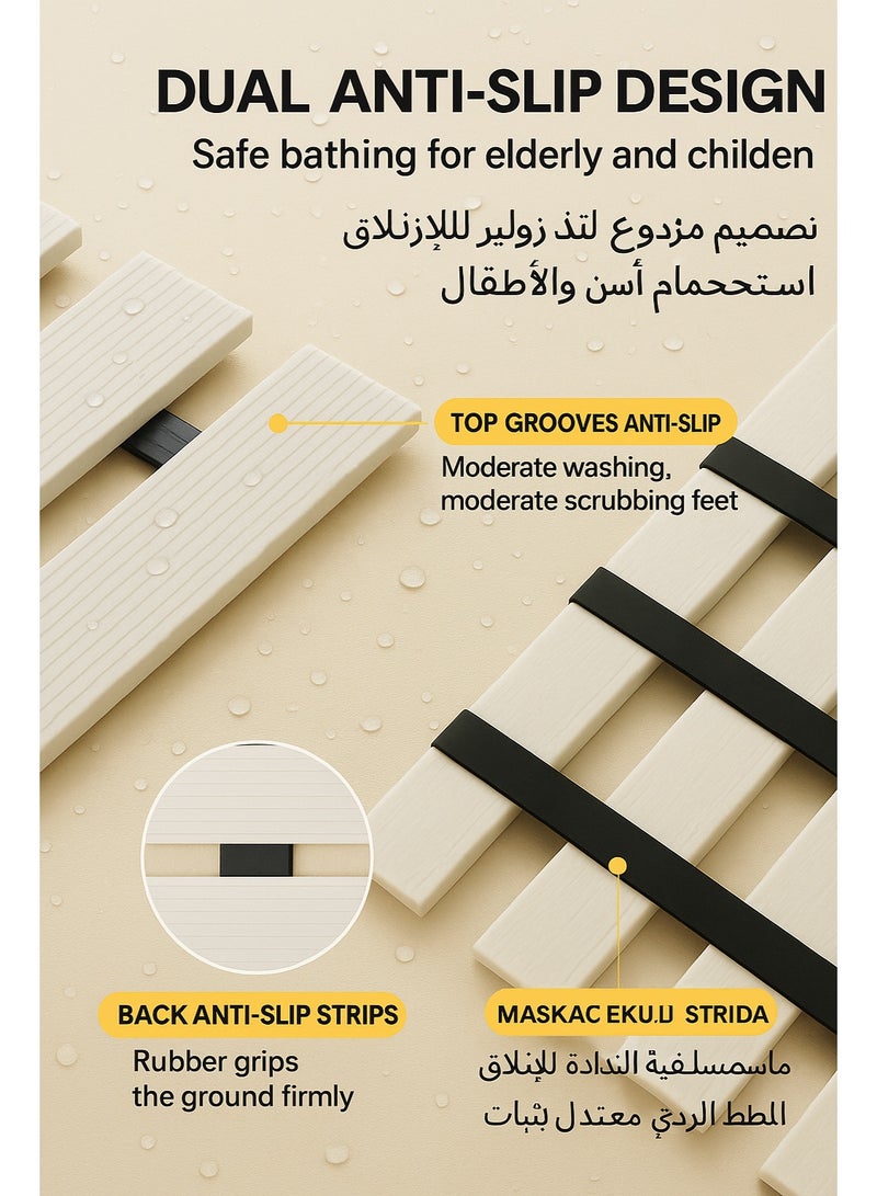 دعاسة حمام مضادة للانزلاق لحوض الاستحمام سريعة الجفاف، باللون الأبيض مقاس ‎٦٠×٤٣ سم‎ و ‎٩٠×٦٠ سم‎ - Image 3