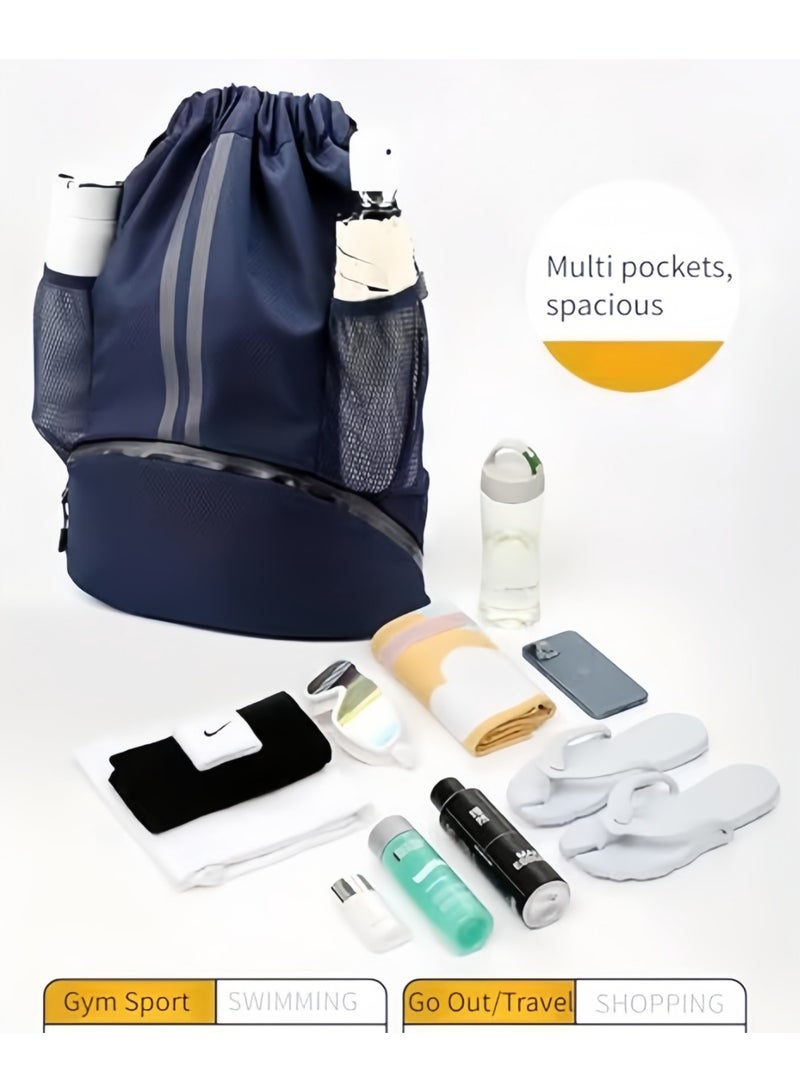 Hiras Gym Backpack with Dry Wet Separation | Sports Bag with Shoe Compartment & Basketball Storage | Waterproof Drawstring Backpack for Swimming, Fitness, Training, Travel & Outdoor Activities - Image 2