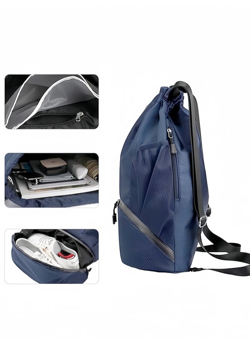 Hiras Gym Backpack with Dry Wet Separation | Sports Bag with Shoe Compartment & Basketball Storage | Waterproof Drawstring Backpack for Swimming, Fitness, Training, Travel & Outdoor Activities - Image 5