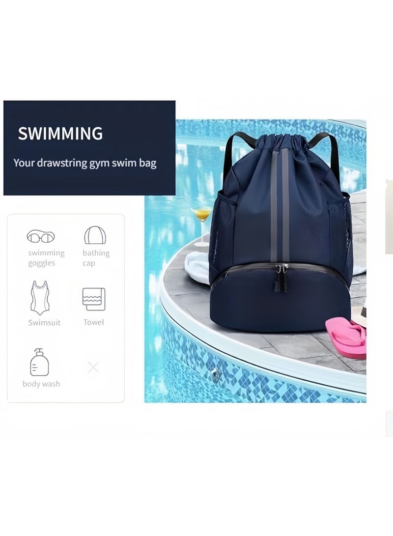 Hiras Gym Backpack with Dry Wet Separation | Sports Bag with Shoe Compartment & Basketball Storage | Waterproof Drawstring Backpack for Swimming, Fitness, Training, Travel & Outdoor Activities - Image 4