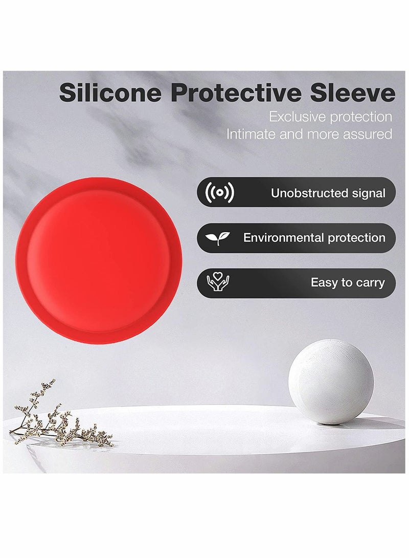 SYOSI AirTag Case AirTag Holder AirTag Accessories Silicone Pasteable Waterproof Anti Scratch Sticker AirTag Case Hidden Location Tracker Air Tag Holder for Kids for Apple Airtag 2 Packs Red - Image 5