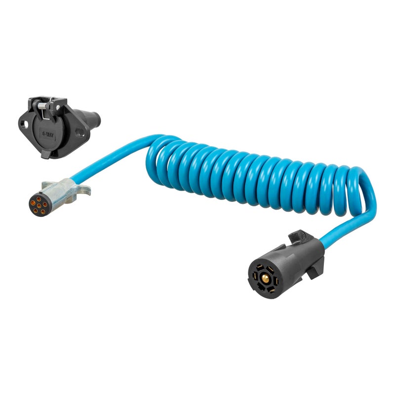 CURT 57283 8Foot Flat Towing 7Way RV Blade Motorhome to 6Way Round Dinghy Vehicle Wiring Adapter Extension Harness