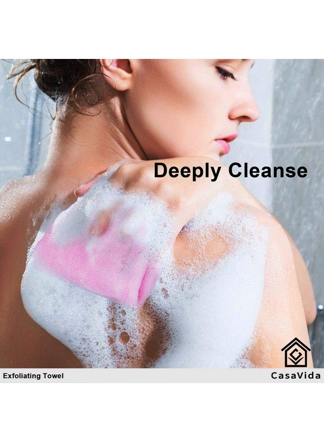 CASAVIDA Exfoliating Washcloth Back Scrubber for Shower Exfoliating Body Scrubber Japanese Beauty Washcloth African Net Sponge Bath Korean Loofah Towel Wash Cloth Shower Scrub Towel 3 Pack (Blue x 3) - Image 4