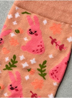 The Socks Hype 2 Pairs Pink Bunny Cotton Soft Funny Socks for Men Women | Casual Crew Colorful Cartoon Novelty Socks | Unisex Comfortable Dress Socks for Everyday Wear  - Image 2