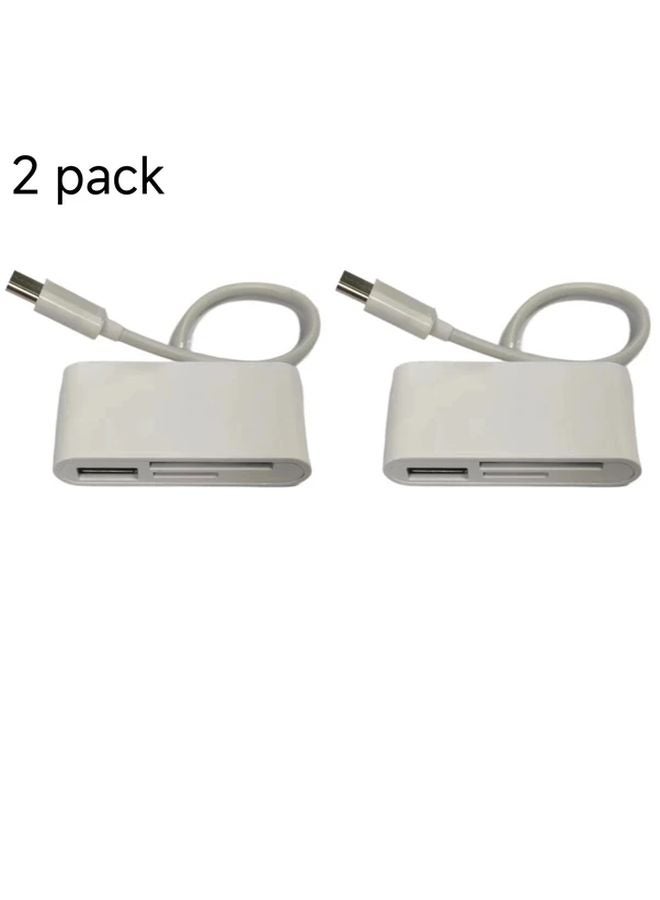 2 باك أبيض 3 في 1 قارئ بطاقات USB C SD TF للتخزين لأجهزة آيفون 15 وأجهزة اللابتوب وآيباد وماك بوك - Image 1