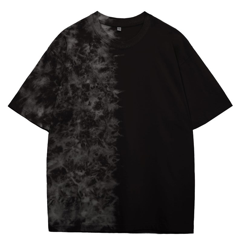 KEEPSHOWING Mens Oversized Casual T-Shirts Summer Cotton Short Sleeve Tee Tie Dye Crew Neck Tops Hipster Print Shirts(BK,XL) Black - Image 1