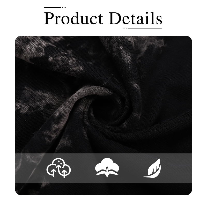 KEEPSHOWING Mens Oversized Casual T-Shirts Summer Cotton Short Sleeve Tee Tie Dye Crew Neck Tops Hipster Print Shirts(BK,XL) Black - Image 5