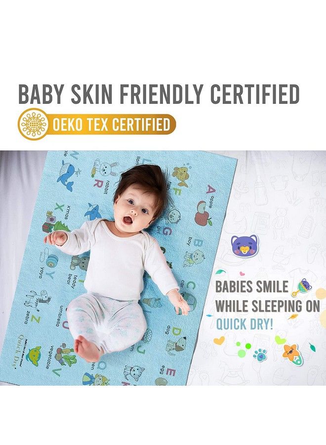Quick Dry Sheet Printed Medium (A To Z Blue) Waterproof Baby Bed Protector Highly Absorbent Play Mat For Babies (100 * 70 Cm) - Image 3
